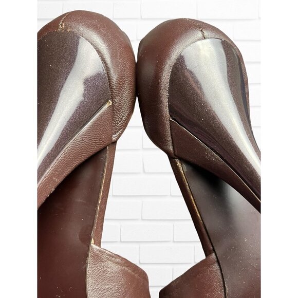 Steve Madden Women's Size 8 Destiny Heel Brown Leather Open Toe Twist Front - Picture 15 of 15
